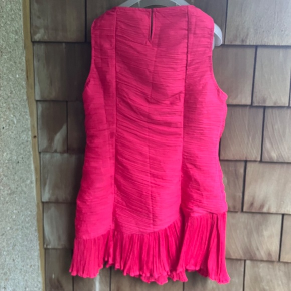 French Connection Althea Satin Sleeveless Draped Mini Dress, Azalea - Picture 15 of 17